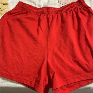 Red athletic shorts